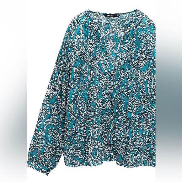 ZARA BOHO PRINTED BLOUSE - Picture 3 of 4